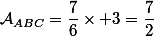 \mathcal{A}_{ABC}=\dfrac{7}{6}\times 3=\dfrac{7}{2}