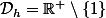 \mathcal{D}_h=\R^+\setminus\{1\}