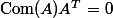 \mathrm{Com}(A)A^T=0