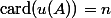 \mathrm{card}(u(A))=n
