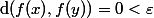 \mathrm{d}(f(x),f(y))=0<\varepsilon