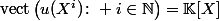 \mathrm{vect}\left(u(X^i)\colon i\in\mathbb{N}\right)=\mathbb{K}[X]