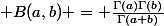 \mathrm B(a,b) = \frac{\Gamma(a)\Gamma(b)}{\Gamma(a+b)}