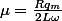 \mu=\frac{Rq_m}{2L\omega}