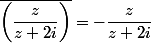 \overline{\left(\dfrac{z}{z+2i}\right)}=-\dfrac{z}{z+2i}