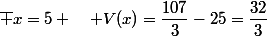 \overline {x}=5 \quad V(x)=\dfrac{107}{3}-25=\dfrac{32}{3}&nbsp;&nbsp;\quad \sigma \approx 3,265