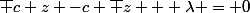 \overline c z -c \overline z + \lambda = 0
