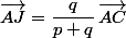 \overrightarrow{AJ}=\dfrac{q}{p+q}\,\overrightarrow{AC}