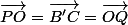 \overrightarrow{PO}=\overrightarrow{B'C}=\overrightarrow{OQ}