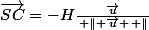 \overrightarrow{SC}=-H\frac{\overrightarrow{u}}{\left \| \overrightarrow{u} \right \|}