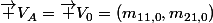 \overrightarrow {V_A}=\overrightarrow {V_0}=(m_{11,0},m_{21,0})