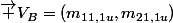 \overrightarrow {V_B}=(m_{11,1u},m_{21,1u})