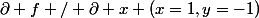 \partial f / \partial x (x=1,y=-1)
