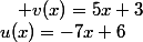 u(x)=-7x+6&nbsp;&nbsp;\quad v(x)=5x+3