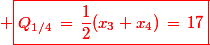 \red \boxed{Q_{1/4}\,=\,\frac12(x_3+x_4)\,=\,17}