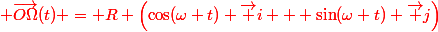 \red \overrightarrow{O\Omega}(t) = R \left(\cos(\omega t) \vec i + \sin(\omega t) \vec j\right)