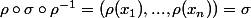 \rho\circ\sigma\circ\rho^{-1}=(\rho(x_1),...,\rho(x_n))=\sigma