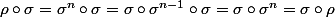 \rho\circ\sigma=\sigma^n\circ\sigma=\sigma\circ\sigma^{n-1}\circ\sigma=\sigma\circ\sigma^n=\sigma\circ\rho