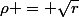 \rho = \sqrt{r}