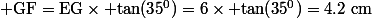 \rm GF=EG\times tan(35^0)=6\times tan(35^0)=4.2~cm