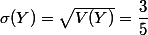 \sigma(Y)=\sqrt{V(Y)}=\dfrac{3}{5}