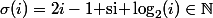 \sigma(i)=2i-1\text{ si }\log_2(i)\in\mathbb{N}