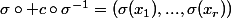 \sigma\circ c\circ\sigma^{-1}=(\sigma(x_1),...,\sigma(x_r))