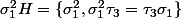 \sigma_1^2H=\{\sigma_1^2,\sigma_1^2\tau_3=\tau_3\sigma_1\}