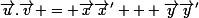 \small\overrightarrow{u}.\overrightarrow{v} = \overrightarrow{x}\overrightarrow{x}' + \overrightarrow{y}\overrightarrow{y}'