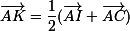 \small\vec{AK}=\dfrac12(\vec{AI}+\vec{AC})