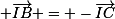 \small \vec{IB} = -\vec{IC}
