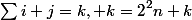 \sum{i+j=k, k=2}^2n k