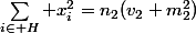 \sum_{i\in H} x_i^2=n_2(v_2+m_2^2)