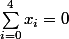 \sum_{i=0}^4x_i=0