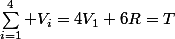 \sum_{i=1}^4 V_i=4V_1+6R=T