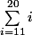 \sum_{i=11}^{20}{i}