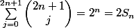 \sum_{j=0}^{2n+1}\begin{pmatrix}2n+1\\j\end{pmatrix}=2^n=2S_n