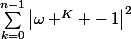 \sum_{k=0}^{n-1}{\left|\omega ^{K} -1\right|}^{2}