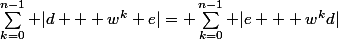 \sum_{k=0}^{n-1} |d + w^k e|= \sum_{k=0}^{n-1} |e + w^kd|