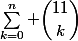 \sum_{k=0}^n \dbinom{11}{k}