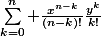 \sum_{k=0}^n \frac{x^{n-k}}{(n-k)!}\frac{y^k}{k!}
