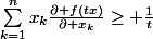 \sum_{k=1}^{n}{x_k\frac{\partial f(tx)}{\partial x_k}}\geq \frac{1}{t}