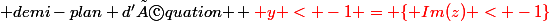 \text {demi-plan d'équation } \red y < -1 = \{\mathfrak {Im}(z) < -1\}