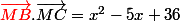 \textcolor{red}{\vec{MB}}.\vec{MC}=x^2-5x+36