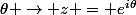 \theta \to z = e^{i\theta}