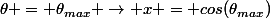 \theta = \theta_{max} \to x = cos(\theta_{max})