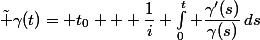 \tilde \gamma(t)= t_0 + \dfrac1i \int_0^t \dfrac{\gamma'(s)}{\gamma(s)}\,ds