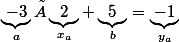 \underbrace{-3}_a×\underbrace{2}_{x_a}+\underbrace{5}_b=\underbrace{-1}_{y_a}