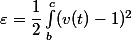 \varepsilon=\dfrac12\int_b^c(v(t)-1)^2\; dt>0