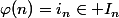 \varphi(n)=i_n\in I_n